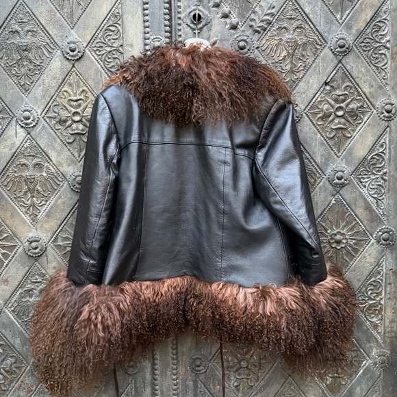 Vintage Shearling Lamb fur Afghan Mongolian Trim Coat Jacket M Charlotte Simone - Picture 3 of 11